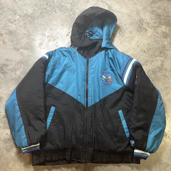 Vintage Pro Player Charlotte Hornets NBA Men's XL Puffer Jacket - Picture 1 of 4